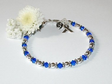 Cystic Fibrosis Awareness Bracelet - Blue Swarovski Crystal & Sterling Silver (Original)