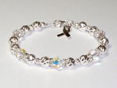 Juvenile (Type 1) Diabetes Awareness Bracelet - Swarovski Crystal & Sterling Silver (Twist)
