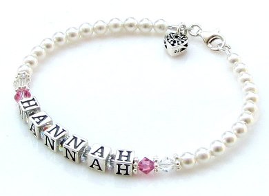 Name Bracelet (Single-Strand) ~ Swarovski® Crystal & Pearl