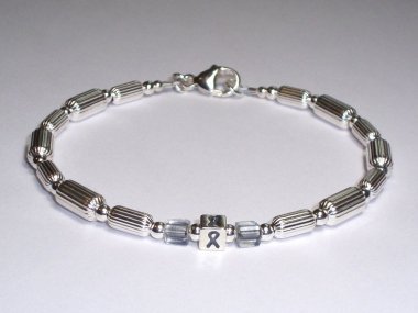 Parkinson's Disease Awareness Bracelet (Unisex) - Sterling Silver & Silver Accent Cubes