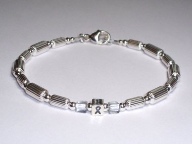 Scoliosis Awareness Bracelet (Unisex) - Sterling Silver & White Accent Cubes