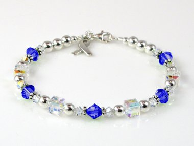 Colorectal Cancer Awareness Bracelet - Swarovski® Crystal & Sterling Silver (Everyday)