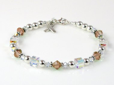 Colorectal Cancer Awareness Bracelet - Brown Swarovski® Crystal & Sterling Silver (Everyday)