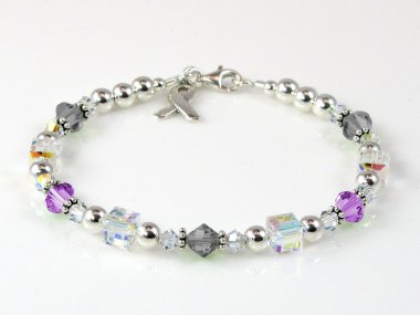 Meningioma Awareness Bracelet - Swarovski® Crystal & Sterling Silver (Everyday)