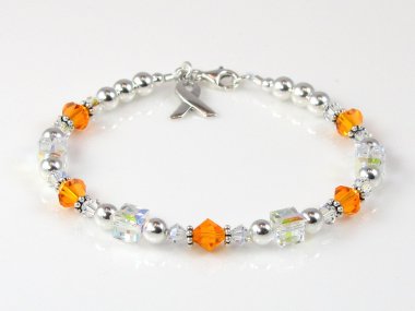 Multiple Sclerosis Awareness Bracelet - Orange Swarovski® Crystal & Sterling Silver (Everyday)
