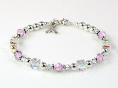 Testicular Cancer Awareness Bracelet - Swarovski® Crystal & Sterling Silver (Everyday)