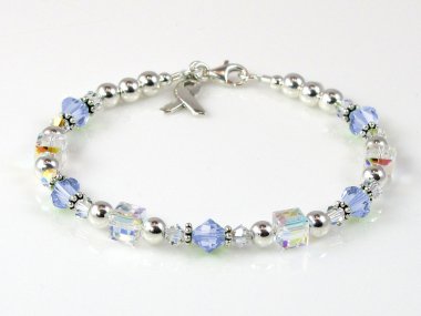 Esophageal Cancer Awareness Bracelet - Swarovski® Crystal & Sterling Silver (Everyday)