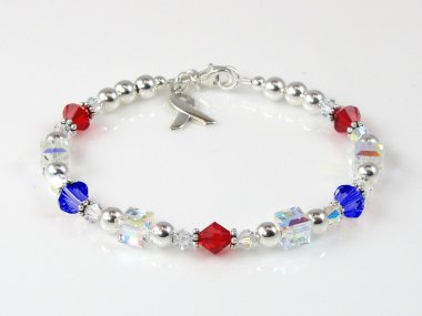 Pulmonary Fibrosis Awareness Bracelet - Swarovski® Crystal & Sterling Silver (Everyday)