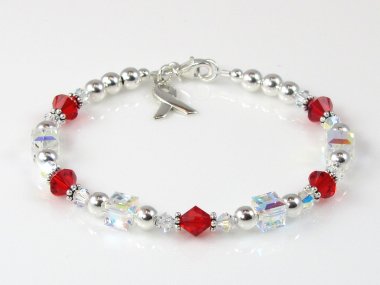 HIV & AIDS Awareness Bracelet - Swarovski® Crystal & Sterling Silver (Everyday)