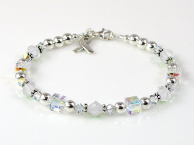 Lung Cancer/Lung Disease Awareness Bracelet - Swarovski® Crystal & Sterling Silver (Everyday)