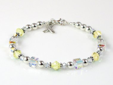 Support Our Troops Awareness Bracelet - Yellow Swarovski® Crystal & Sterling Silver (Everyday)