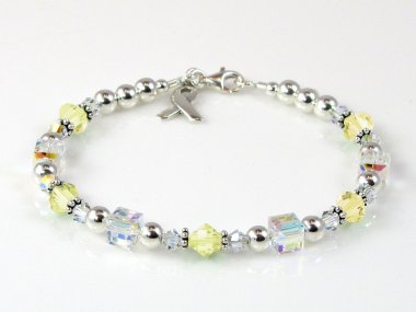 Spinal Cord Injury/Paralysis Awareness Bracelet - Swarovski® Crystal & Sterling Silver (Everyday)