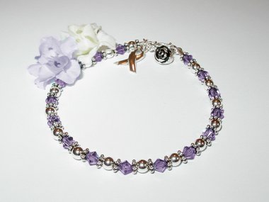 Cystic Fibrosis Awareness Bracelet - Purple Swarovski® Crystal & Sterling Silver (Original)