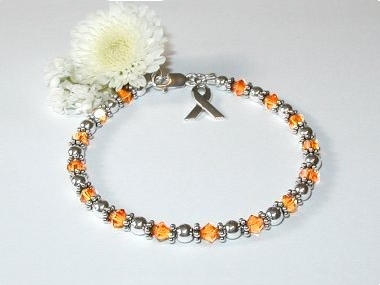 Kidney (Renal) Cancer Awareness Bracelet - Swarovski® Crystal & Sterling Silver (Original)