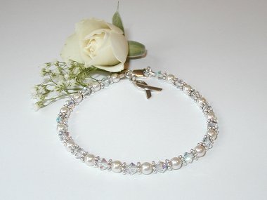 Lung Cancer/Lung Disease Awareness Bracelet - Swarovski® Crystal & Pearl  (Original)