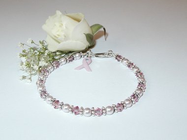 Breast Cancer Awareness Bracelet - Swarovski® Crystal & Pearl (Original)