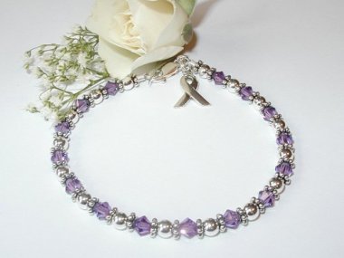 Thyroid Cancer Awareness Bracelet - Swarovski® Crystal & Sterling Silver (Original)