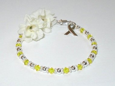 Support Our Troops / Military Awareness Bracelet - Swarovski® Crystal & Sterling Silver (Original) Yellow