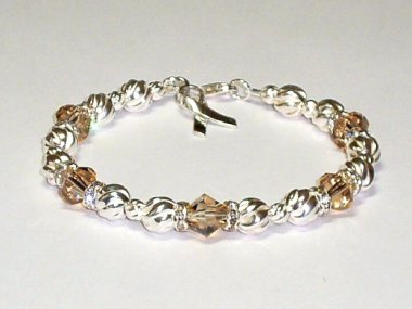 Colorectal Cancer Awareness Bracelet - Swarovski® Crystal & Sterling Silver (Twist)