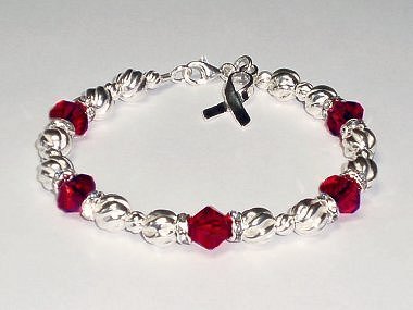 Multiple Myeloma Awareness Bracelet - Burgundy Swarovski® Crystal & Sterling Silver (Twist)