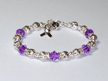 Cystic Fibrosis Awareness Bracelet - Swarovski® Crystal & Sterling Silver (Twist)