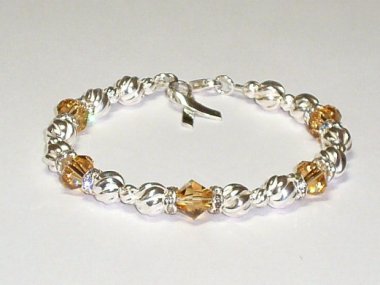 Childhood Cancer Awareness Bracelet - Swarovski® Crystal & Sterling Silver (Twist)