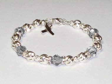 Diabetes (Type 1 Juvenile) Awareness Bracelet - Swarovski® Crystal & Sterling Silver (Twist)