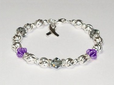 Meningioma Awareness Bracelet - Swarovski® Crystal & Sterling Silver (Twist)