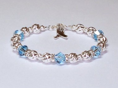 Prostate Cancer Awareness Bracelet - Swarovski® Crystal & Sterling Silver (Twist)