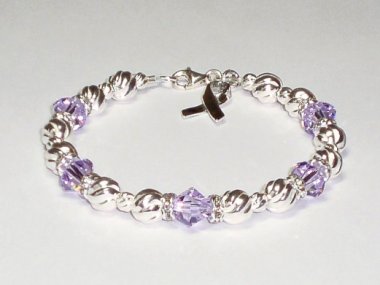 Testicular Cancer Awareness Bracelet - Swarovski® Crystal & Sterling Silver (Twist)