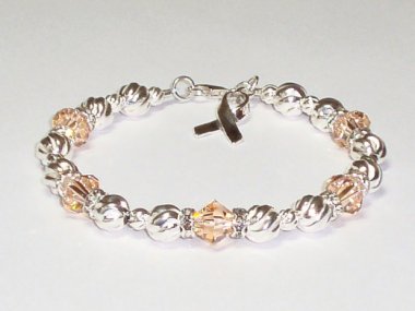 Uterine Cancer Awareness Bracelet - Swarovski® Crystal & Sterling Silver (Twist)