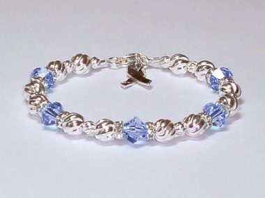 Esophageal Cancer Awareness Bracelet - Swarovski® Crystal & Sterling Silver (Twist)