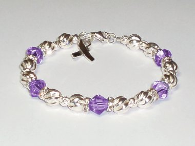 Crohn's Disease Awareness Bracelet - Purple Swarovski® Crystal & Sterling Silver (Twist)