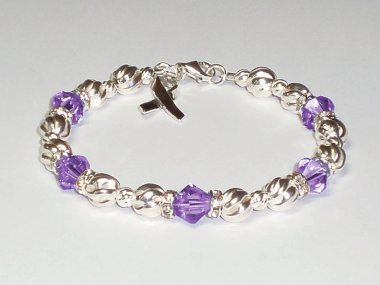 Thyroid Cancer Awareness Bracelet - Swarovski® Crystal & Sterling Silver (Twist)