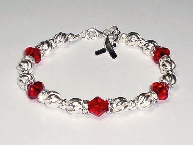 Lymphoma Awareness Bracelet - Red Swarovski® Crystal & Sterling Silver (Twist)