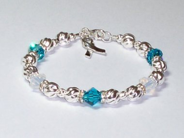 Cervical Cancer Awareness Bracelet - Swarovski® Crystal & Sterling Silver (Twist)