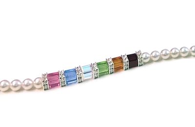Swarovski® Crystal Cube & Pearl Birthstone Bracelet