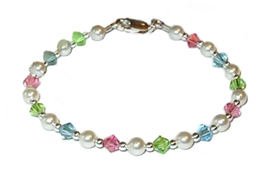 Multi-Color Crystal & Pearl Birthstone Bracelet