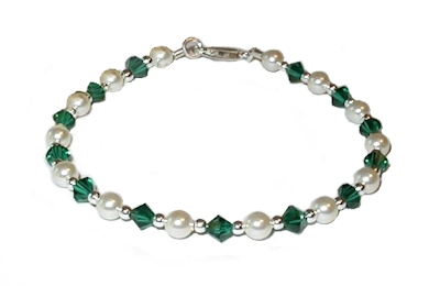 Single-Color Crystal & Pearl Birthstone Bracelet