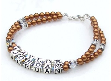 Mothers Bracelet ~ Swarovski® Copper Pearls & Clear Crystals
