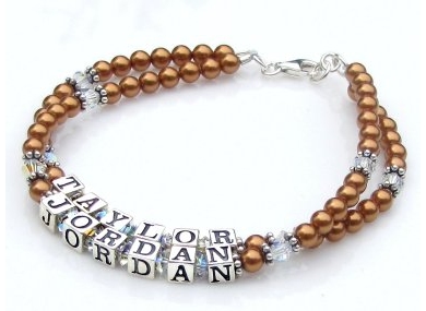 Mothers Bracelet Swarovski® Copper Pearl & Clear Crystal