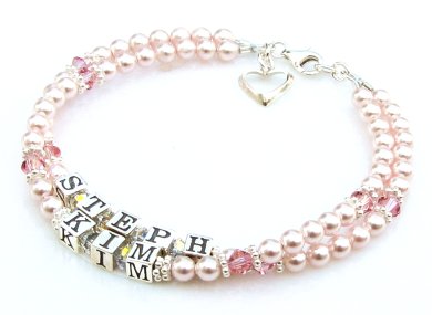 Mothers Bracelet ~ Swarovski® Pink Pearls & Pink Crystals