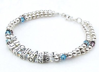 Mothers Bracelet Sterling Silver & Swarovski® Birthstone Crystal
