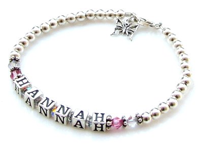 Name Bracelet (Single-Strand) ~ Sterling Silver & Swarovski® Crystals