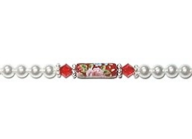 Asian Floral Bracelet - Red With Pink Roses