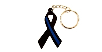 Thin Blue Line Ribbon Keychains