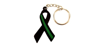 Thin Green Line Ribbon Keychains