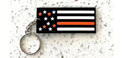 Thin Orange Line American Flag Keychains