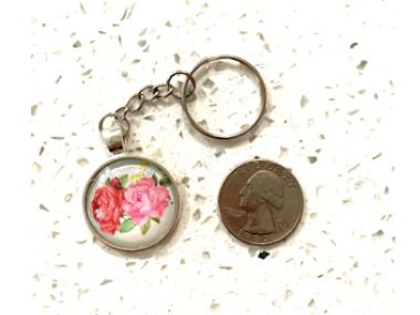 Pink Roses Pendant Keychain