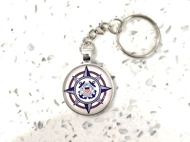 United States Coast Guard (USCG) Pendant Keychain (Black Cord, Silver Chain or Keychain)